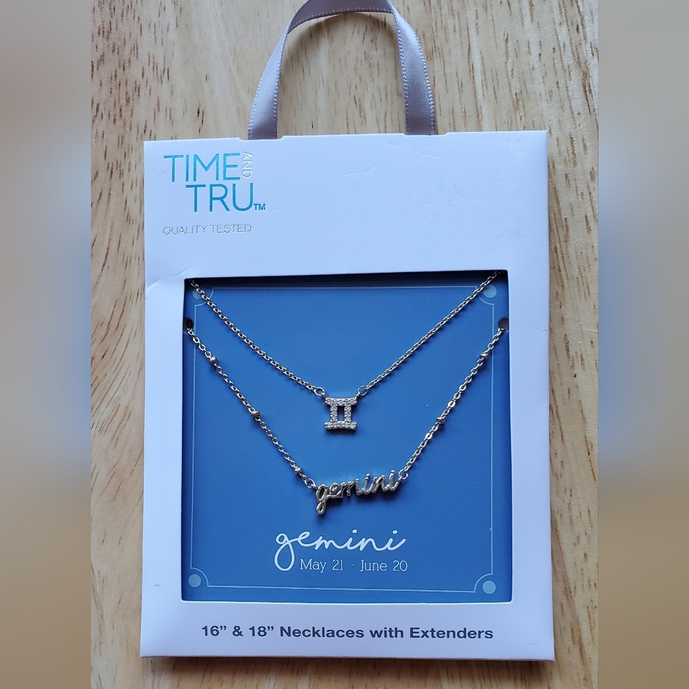 Time And Tru Set of 2 Gemini Necklaces New